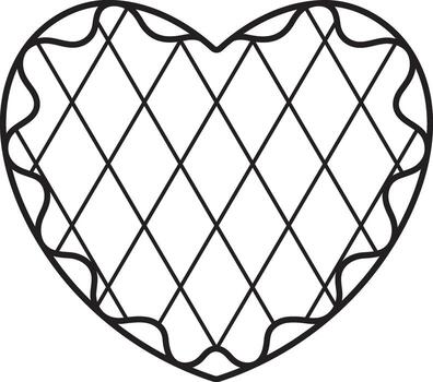 gingerbread in the shape of a heart with a diamond pattern, Bavarian flag template, Oktoberfest, simple black and white icon on an isolated background vector
