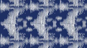 Hand drawn brush lines abstract pattern inspired by traditional Japanese Shibori. Tribal and ethnic folk wood carving, dye-like texture background, ikat design in monochromatic white and blue vector