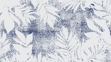 Distressed botanical leaf silhouettes stencil with a textured indigo blue background. Natural, organic and rustic aesthetic border. Perfect for textiles, backgrounds, and digital art. vector