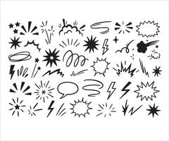 Comic Book Style Black and White Hand-Drawn Graphic Elements vector