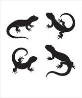 salamander silhouette set featuring various lizards and amphibians in multiple poses vector