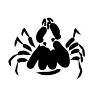 Isolated hand drawn crab silhouette on white background. Flat style illustration for logo, tatoo, banner, poster, sticker. vector