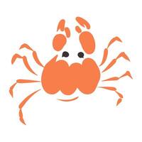 Hand drawn crab illustration isolated on white background. Aquatic animal in flat design. Perfect for logo, restaurant menu, fish market, banner, poster, sticker. vector