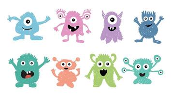Monster set illustrations on white vector