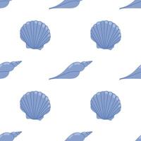 Marine seamless pattern with seashells. Sea print. Tropical vacation, beach and ocean concept. Background perfect for prints, fabric, textile, wallpaper vector