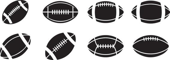 Set of Black and White Rugby and American Football Ball Icon vector