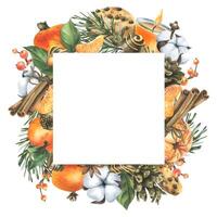 Colorful wreath with fruits and spices vector