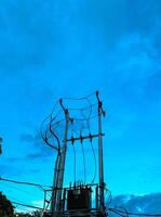 power line pole in summer photo