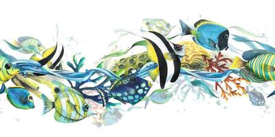 Underwater scene with colorful fish vector