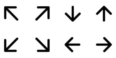 Arrow icons set, Directional arrows, Navigation interface symbols, Black arrow collection vector