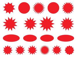 Red Starbursts, Circles, and Ellipses A Collection of Shapes vector