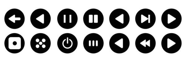 Big Media player control icon set, interface multimedia symbols vector