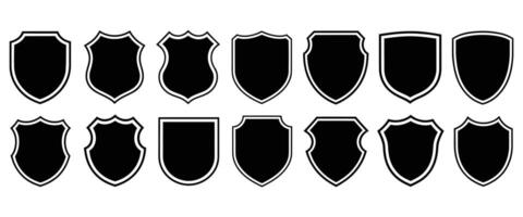 Shield icon set. Protect shield security line icons. Badge quality symbol vector