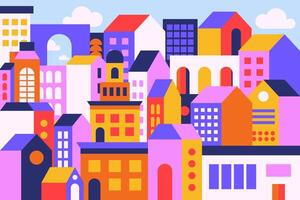 Colorful modern buildings illustration vector