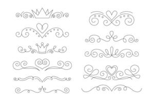 Collection of vintage wedding decoration elements vector