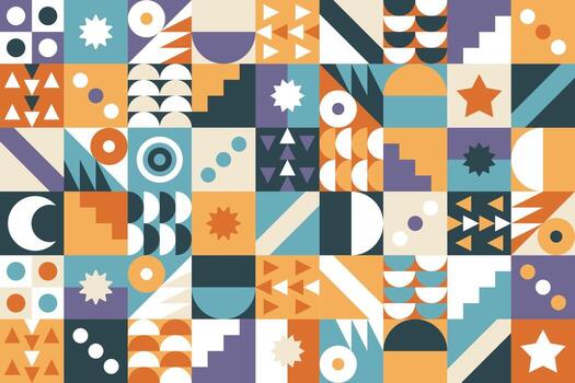 Flat abstract boho geometric pattern vector