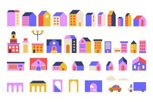 Colorful house and building illustrations vector