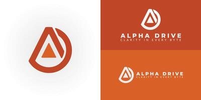 Modern AD logo for a tech and software company. It represents advancement and digital data, featuring clean lines and a dynamic form that symbolizes innovation and precision. vector