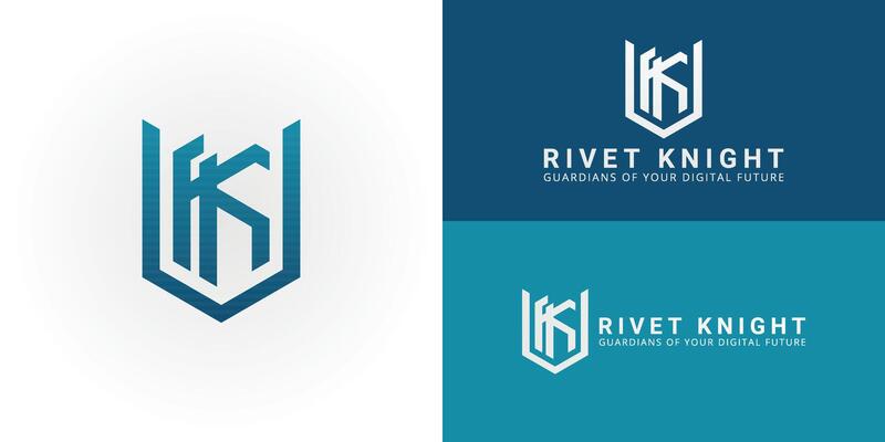 Sleek RK shield logo for cybersecurity. It is modern, strong, and secure, symbolizing robust digital protection and trust for IT security and technology companies.
