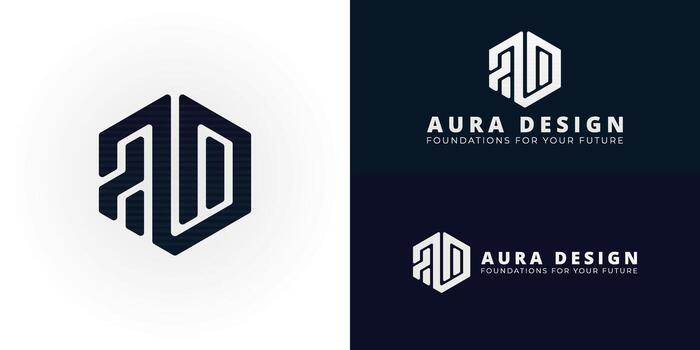A strong hexagonal AD monogram logo, ideal for real estate and construction. It symbolizes modern stability, precision, and the building of trusted foundations. vector