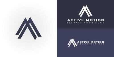 Dynamic AM emblem, perfect for ambitious sports and fitness brands. This modern logo represents peak performance, forward motion, and growth. Ideal for apparel, gyms, and training programs vector