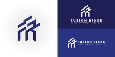 Modern Technology and IT logo featuring an abstract FR emblem, representing innovation and digital solutions for a forward-thinking company. vector