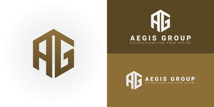 Modern hexagonal logo featuring the initials AG, symbolizing stability and precision for the real estate and construction industries. Ideal for property development, investment, and building firms. vector