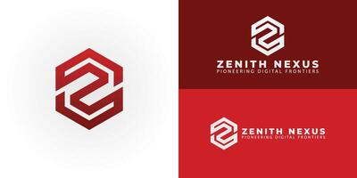 Modern geometric logo for a tech and IT brand. It features an intertwined ZN emblem, symbolizing innovation and seamless digital connections. This logo is perfect for a forward-thinking company. vector