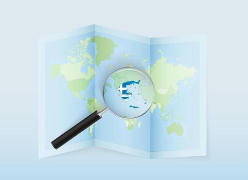 Map with magnifying glass highlighting location vector