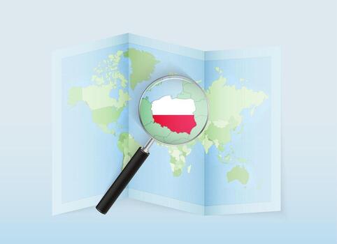 Poland highlighted on a world map vector