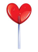 Red heart-shaped lollipop vector