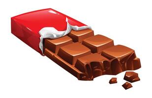 Chocolate bar with open wrapper vector