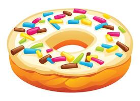 Donut with colorful sprinkles vector