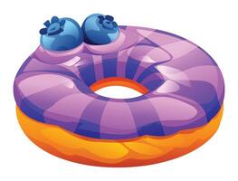 Purple donut with blueberries vector