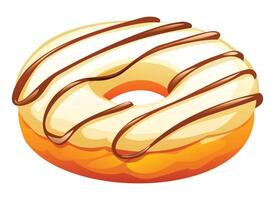 Creamy donut with chocolate drizzle vector