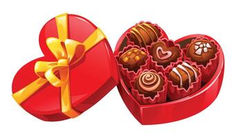 Heart-shaped box of chocolates vector