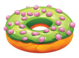 Colorful donut with icing and sprinkles vector