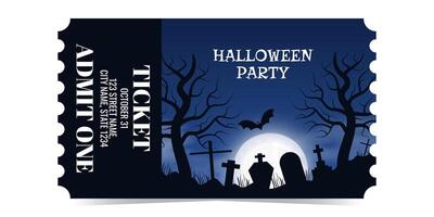 Halloween party ticket design vector