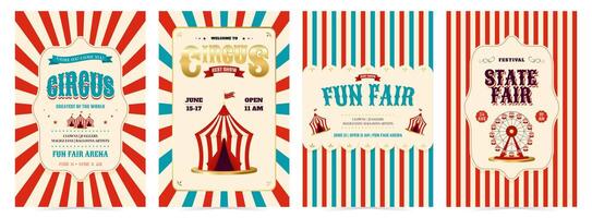 colorful circus and fun fair posters vector