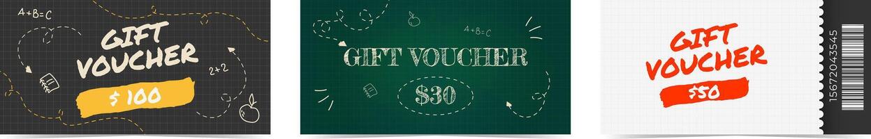 Variety of gift vouchers with prices vector