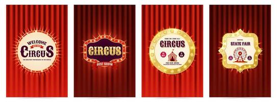 Colorful circus show poster designs vector