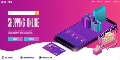 Shopping online with discounts and gifts vector