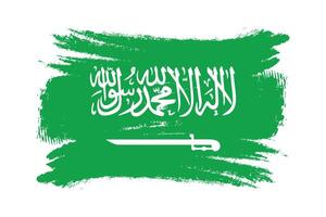 Textured Saudi Arabian Flag with Brush Strokes. vector