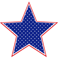 Blue Star with Red Outline and Small White Stars. Classic American style png