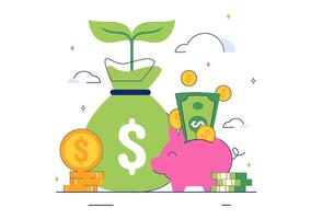 Flat Style Cartoon of World Thrift Day Celebrated with Coin Bank and Financial Literacy Theme vector