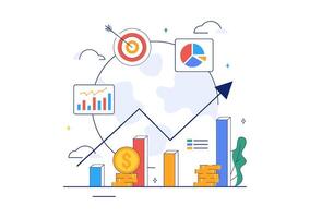 World Statistics Day Illustration with Graphs and Data Charts for Policy Planning in Flat Style Background vector