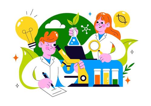 científico laboratorio con genético Ingenieria y brillante adn vector