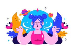 Healthy Lifestyle Concept with Mindful Breathing and Mental Wellness in Design vector
