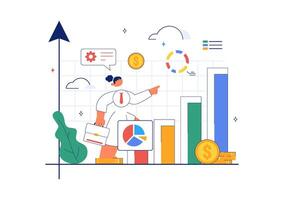 Socioeconomic Policy and Statistics Day Illustration Featuring Data Analysis and Charts vector