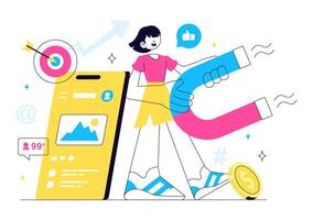 Flat Style Illustration of Online Content Creators Promoting Services or Products vector